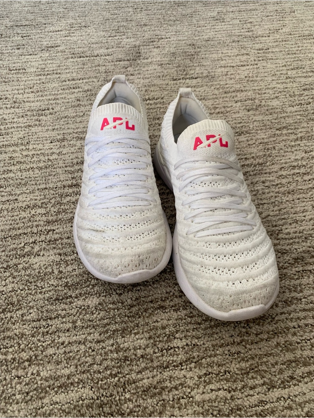 APL White TechLoom Wave Sneakers with Pink Logo Accent